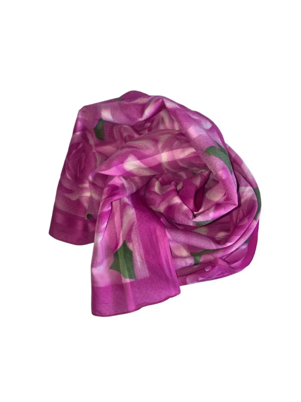Liz Sinclair Pink Rose Floral Scarf Made In Italy Framed Edge Square 30x30